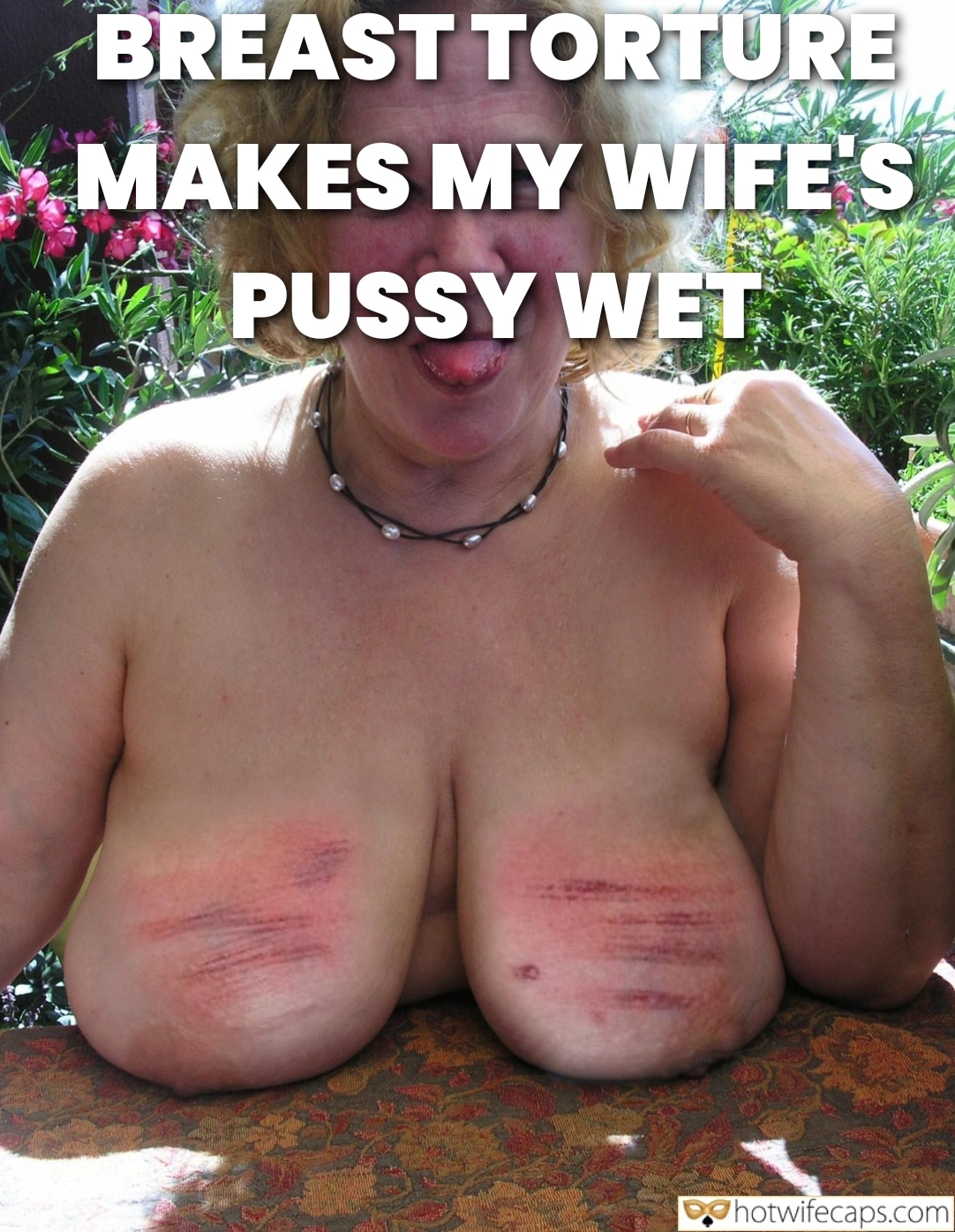 Wife Sharing Submitted by Users 🔥 Cuckold Stories Bully Bull hotwife caption: A woman sits partially clothed in an outdoor setting, her breasts exposed, as she anticipates an intimate encounter. The scene is framed by greenery, with bo... Outdoor Submission: Her Desire Unleashed