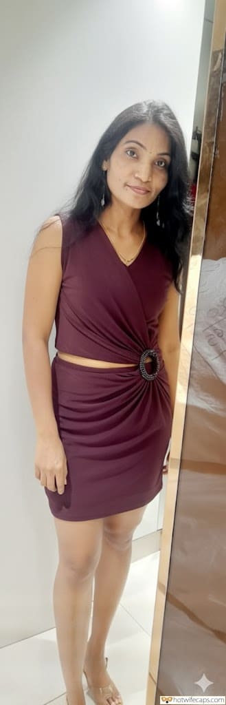 Wife Sharing Submitted by Users 🔥 Humiliation Cuckold Stories hotwife caption: Private indoor setting with tiled floor, featuring a confident woman in a maroon dress, reflecting her triumph in a mirror. Mirror Reflections: A Cuckold’s Private Humiliation