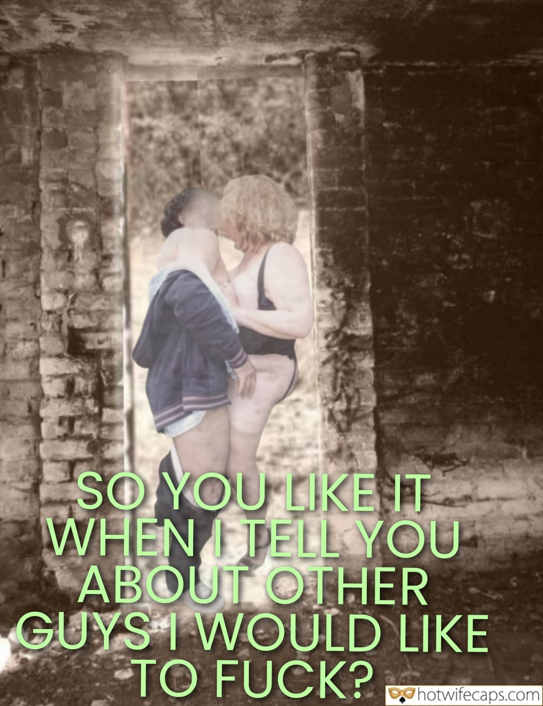 Wife Sharing Submitted by Users 🔥 Cuckold Stories Bull hotwife caption: A couple stands in a dimly lit alley, the man embracing the woman from behind. The woman's shorts and the man's hoodie suggest a casual yet intimate encounte... Does She Enjoy Fantasizing About Other Men?