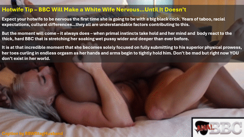 Wife Sharing Tips Submitted by Users 🔥 It's too big Gifs Cum Slut Bull Bigger Cock BBC hotwife caption: A white wife's nervousness transforms into submission as BBC takes control, focusing solely on pleasure and primal instincts. Her Nervousness Fades as BBC Takes Over