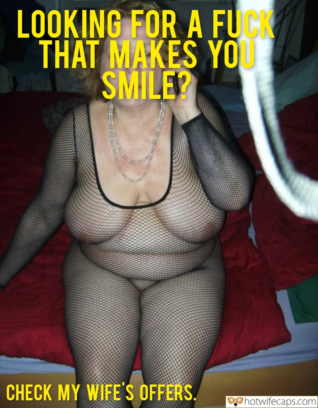 Wife Sharing Submitted by Users 🔥 Cuckold Stories Bull hotwife caption: Curvy MILF in fishnet bodysuit poses seductively on red bedspread, inviting men to fulfill her desires. Powerful, dominant presence with exposed curves and p... Curvy MILF in Fishnet: Husband’s Cuckold Fantasy