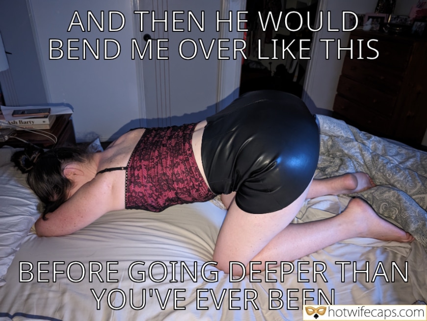 Submitted by Users 🔥 Ex Boyfriend Dirty Talk Cum Slut Cuckold Stories Cheating hotwife caption: Woman bent over, ass raised in tight shorts, awaiting deep penetration. Red lace bra, pale skin, and muffled moans reveal submission and anticipation. Bent Over & Begging: Her Ass Awaits His Deepest Thrusts