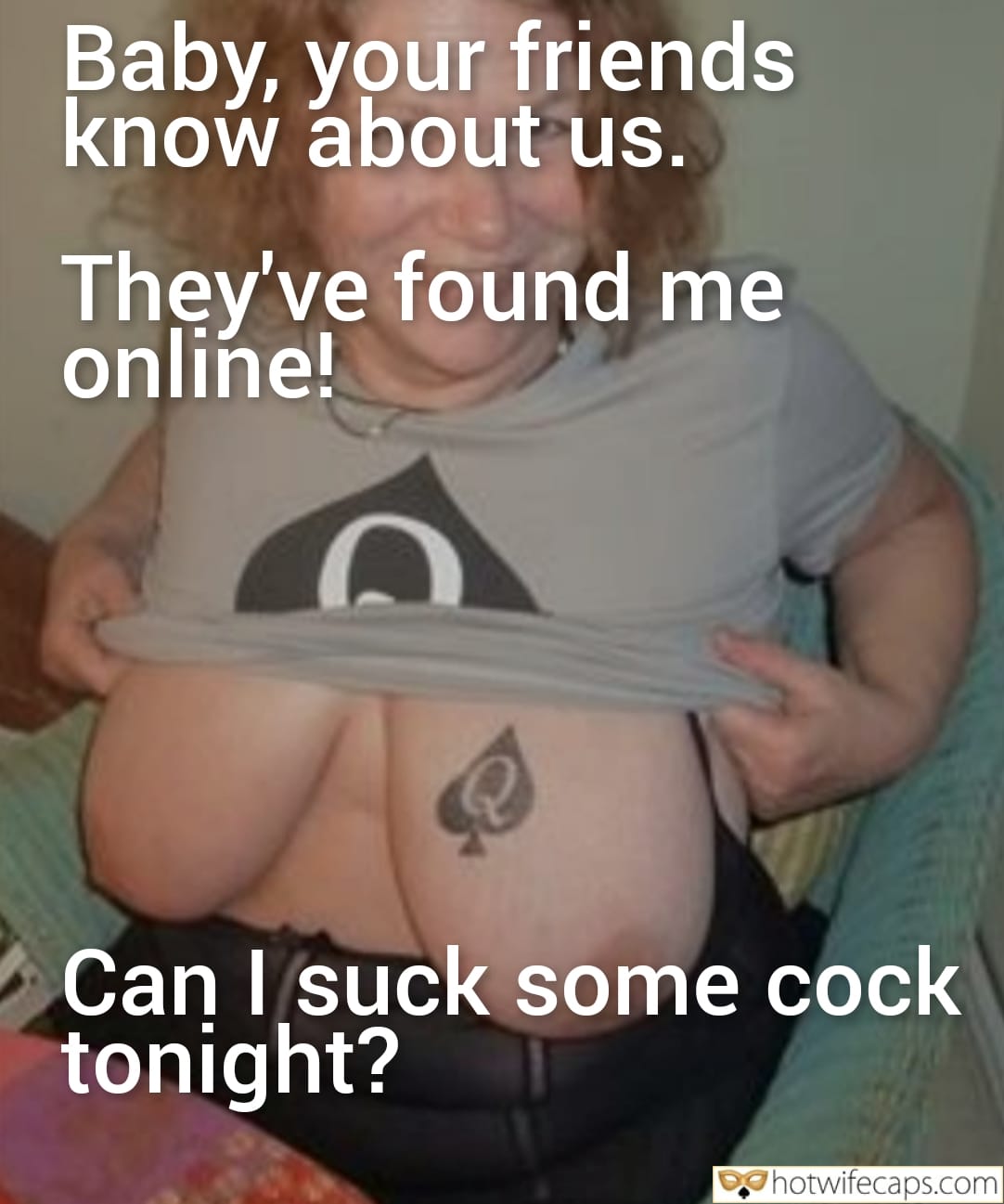 Wife Sharing Submitted by Users 🔥 Cuckold Stories Cheating Bull hotwife caption: A BBW hotwife in a bedroom, partially nude, with a revealing tattoo, awaits her husband's friend for a night of submission and humiliation. Cuckold’s Nightmare: Friends Know About Our Secret