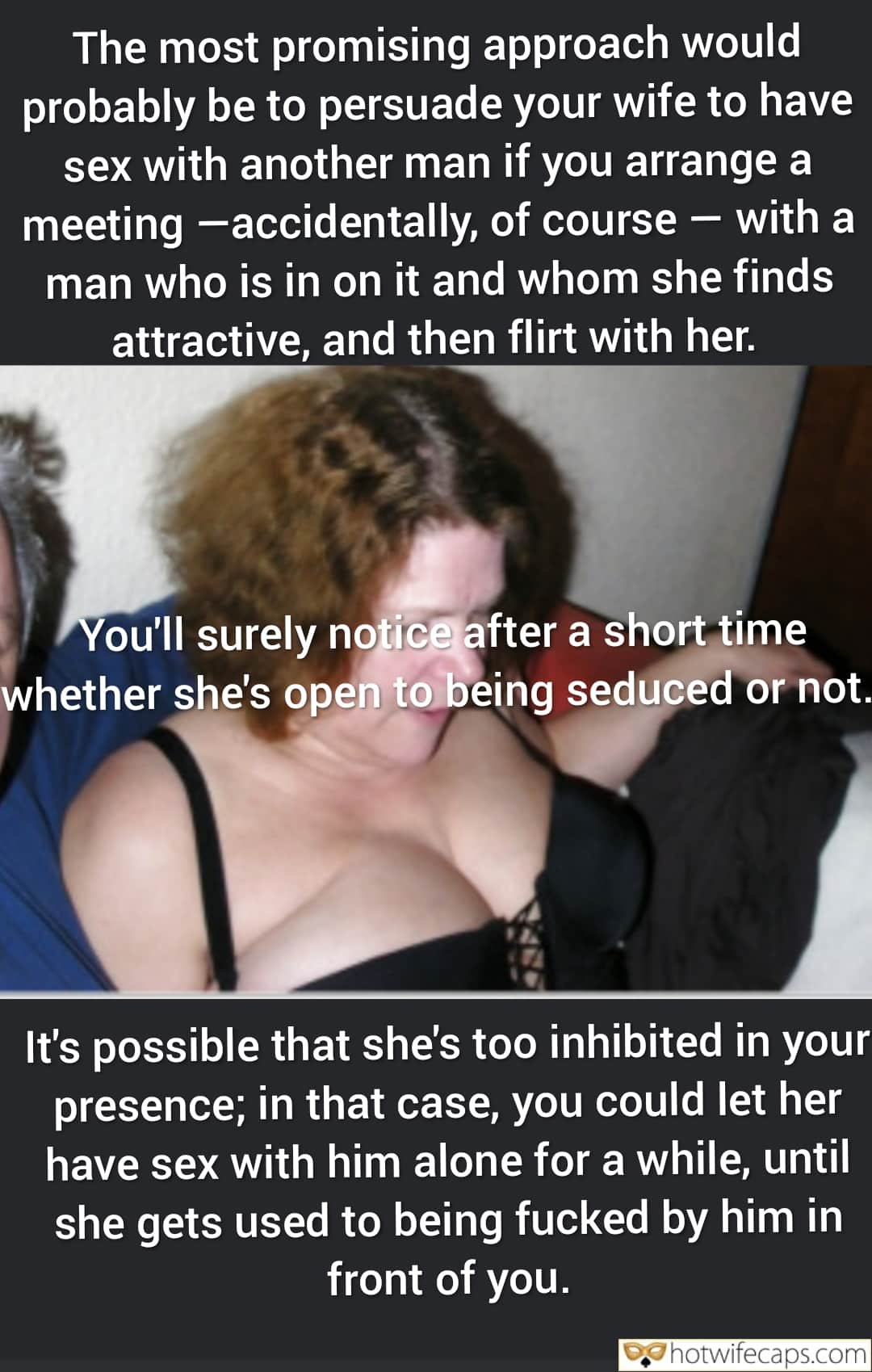 Wife Sharing Submitted by Users 🔥 Friends Cuckold Stories Bull hotwife caption: A cuckold's wife, partially nude in black lace, flirts with another man in the bedroom, exploring her desires while her husband watches. Cuckold’s Dilemma: Watching Her Flirt With Another