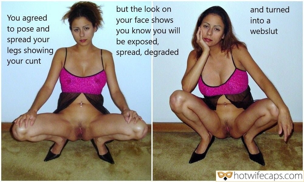 Submitted by Users 🔥 No Panties Humiliation Flashing hotwife caption: Latina woman spreads legs wide, exposing pussy in pink bra and sheer skirt. Captured in degrading pose, she smirks, embracing her role as a webslut. Who’s the Latina Slut Spreading Her Legs for the Camera?
