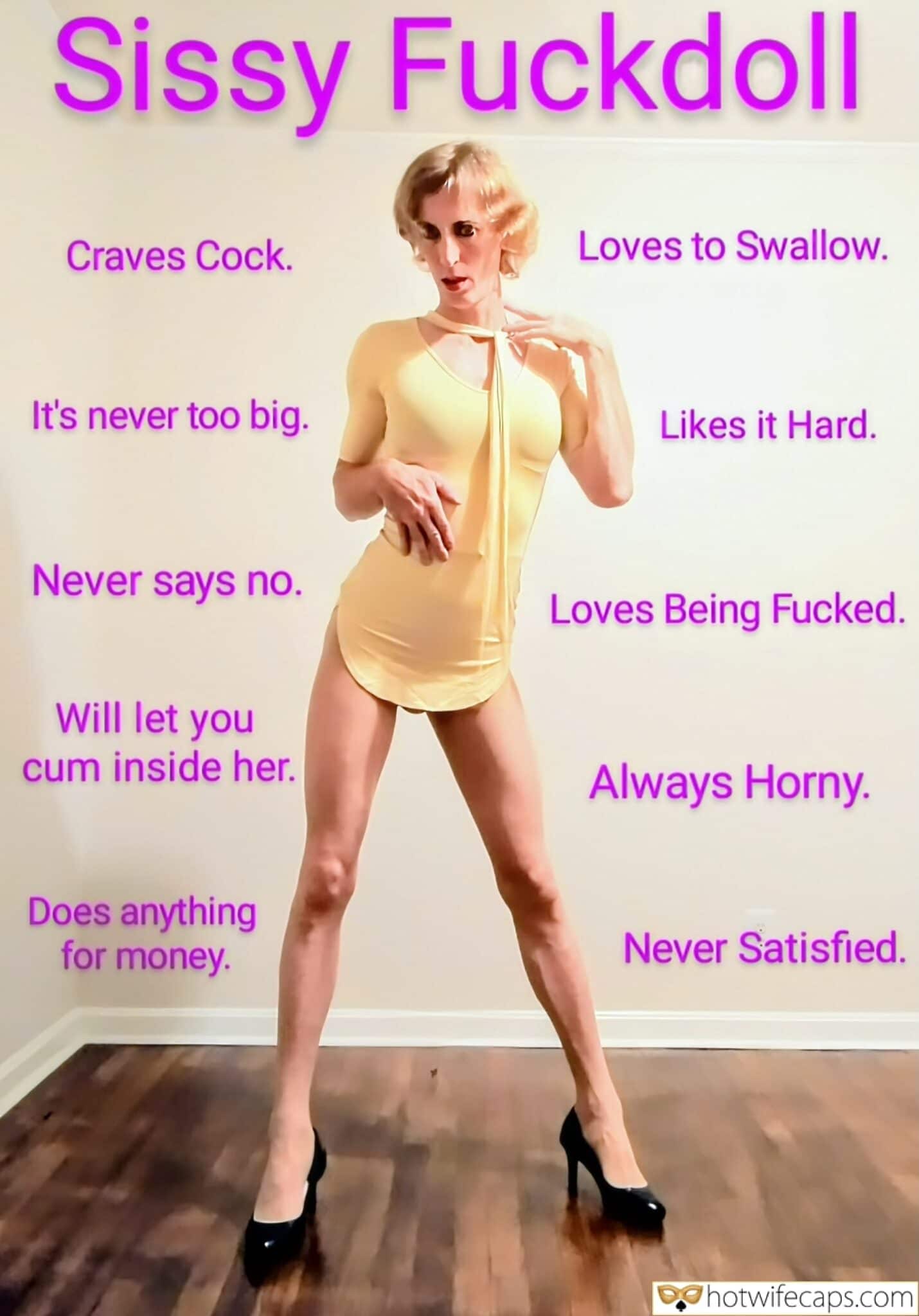 Submitted by Users 🔥 Humiliation Cum Slut Challenges and Rules hotwife caption: A sissy fuckdoll, desperate for cock, poses suggestively, her body trembling with anticipation, ready to fulfill any command. Desperate for Cock: A Sissy’s Ultimate Submission