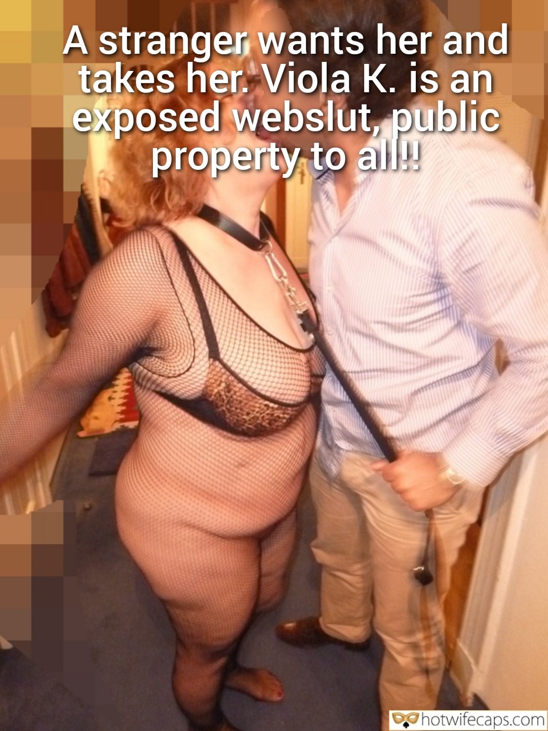 Wife Sharing Submitted by Users 🔥 Friends Cuckold Stories Cheating Bull hotwife caption: A woman in a fishnet bodysuit is leashed and submissive, her body on display for a man who holds the leash, their dynamic charged with power and desire. A Stranger’s Desire: Public Property for All