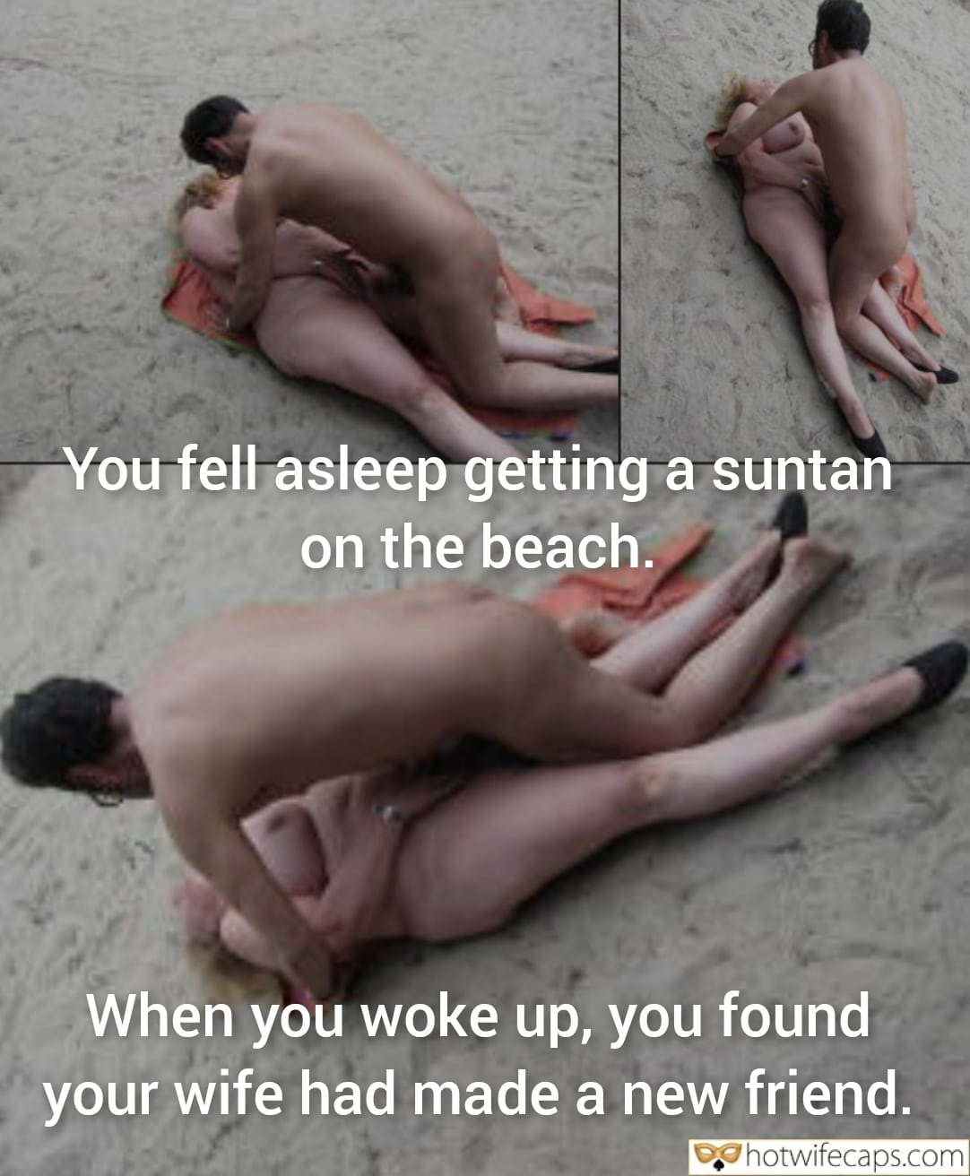 Wife Sharing Submitted by Users 🔥 Friends Cuckold Stories Cheating Bull hotwife caption: A man and woman engage in passionate, outdoor sex on a beach, with the woman lying on her stomach, legs spread, and the man thrusting from behind. Cheating Wife’s New Friend: A Beachside Encounter