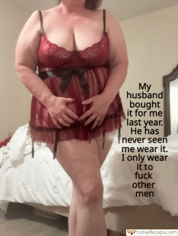 Submitted by Users 🔥 Getting Ready Cum Slut Cheating hotwife caption: Hotwife in red lace babydoll, waiting for a lover, her husband's bedroom, anticipation of being claimed and used. Bedroom Confessions: Hotwife’s Secret Lingerie
